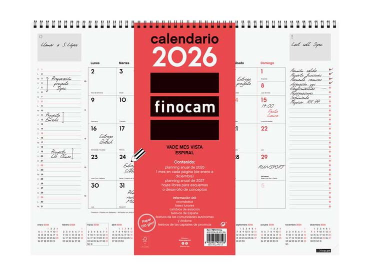 Vade espiral Finocam mes/vista 42x31 2026 castellano Vade espiral Finocam mes/vista 42x31 2026 castellano