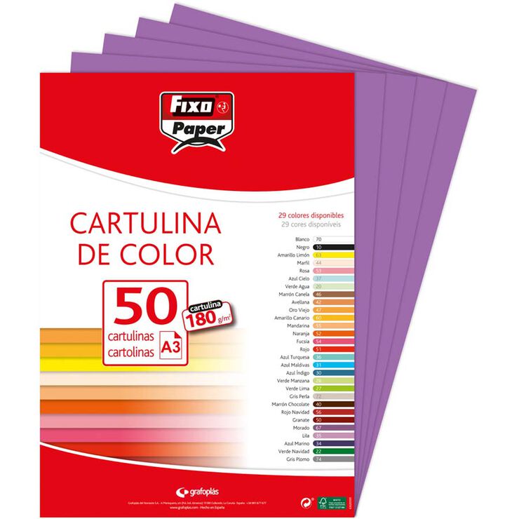 Cartulina A3 180g violeta 50u