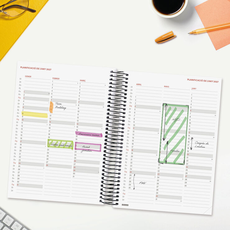 Agenda Finocam Year D&iacute;a P&aacute;gina 2027 Catal&aacute;n Negro