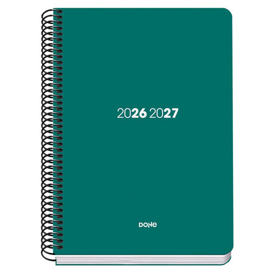 Agenda Escolar Dohe Espiral A5 sem/vista castellano 2026-2027 Element verde