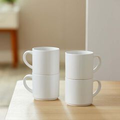 Taza apilable 275ml blanco 4u
