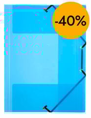 Carpeta gomas y 3 solapas Folio azul transl&uacute;cido