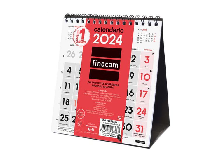 Calendario sobremesa Finocam Núm.Grandes XS 2024 cas