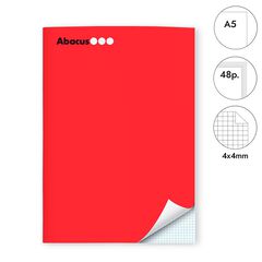 Libreta grapada Abacus A5 48 hojas 4x4mm rojo