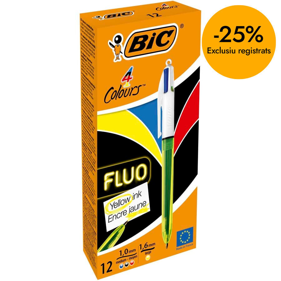 Bol&iacute;grafo Bic Fluorescent 4 colores - 12 u