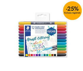 Retoladors doble punta pinzell Staedtler Duo Letter 12 colors