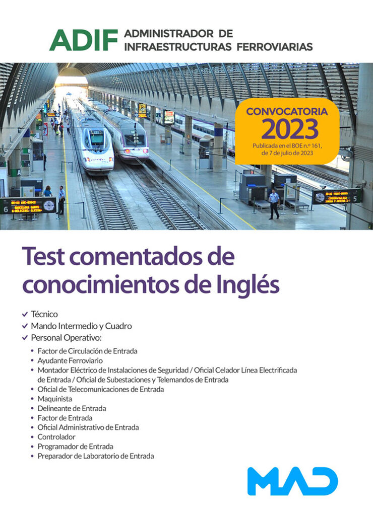 Test comentados de conocimientos de inglés. Administrador de Infraestructuras Ferroviarias (ADIF)