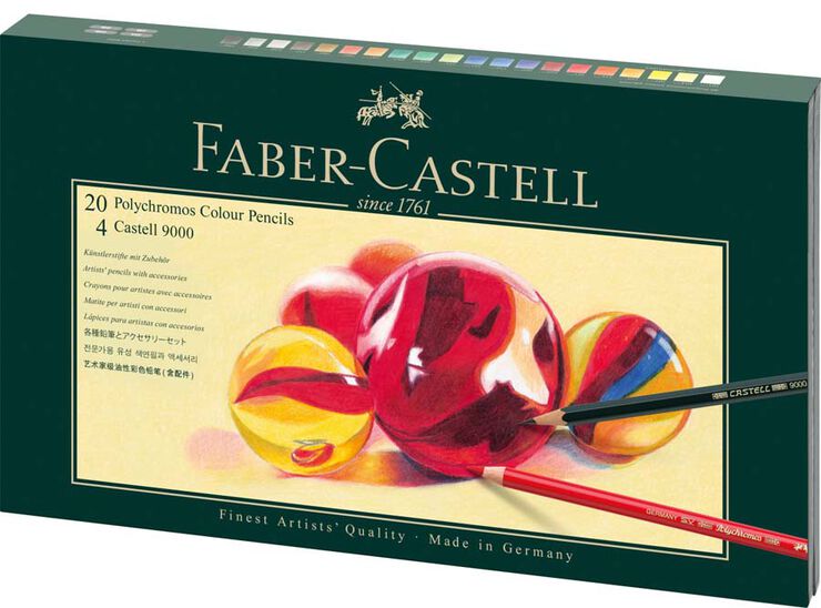 Lápices Faber-Castell Polychromos 20 col.+4 lápices graf.9000