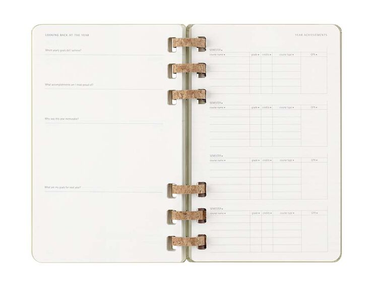 Agenda escolar espiral moleske tapa dura sem/vista L 2025-26 kiwi