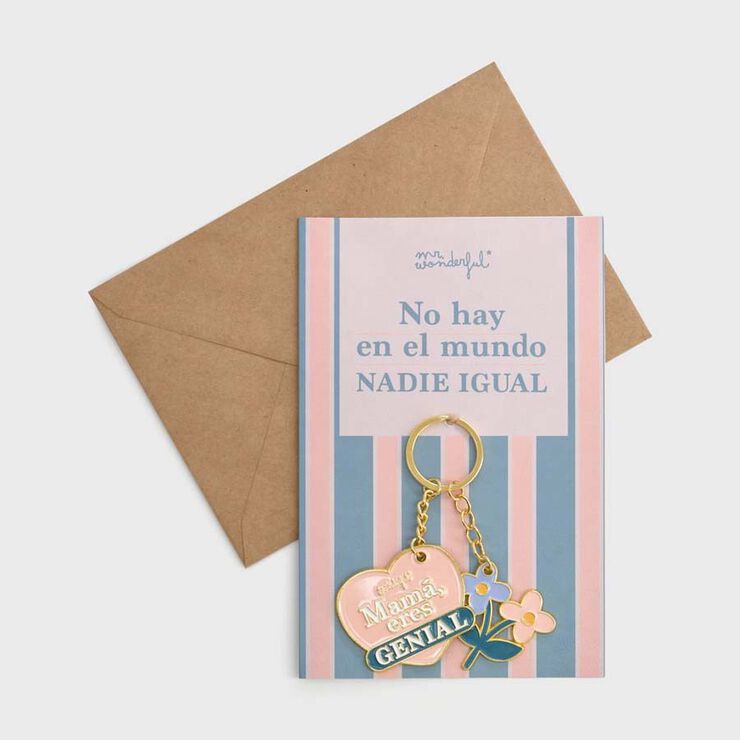 Postal con llavero Mr.Wonderful No hay en el mundo nadie igual
