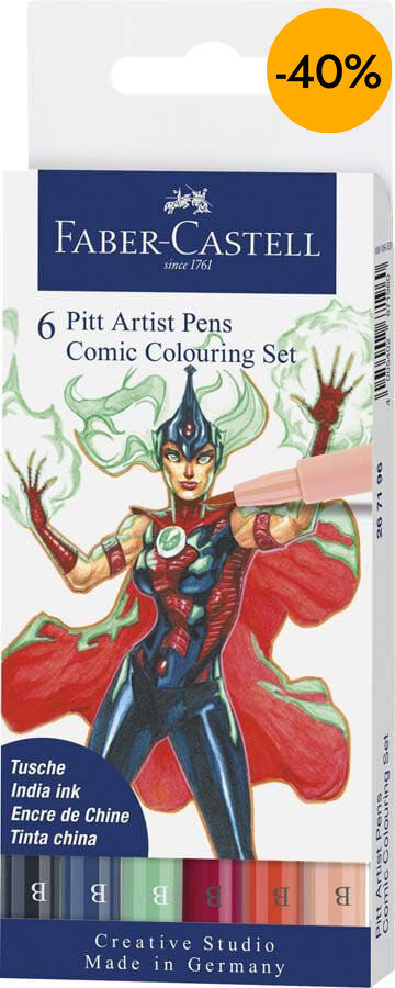 Pitt Artist Pen Faber C&ograve;mic 6 colors