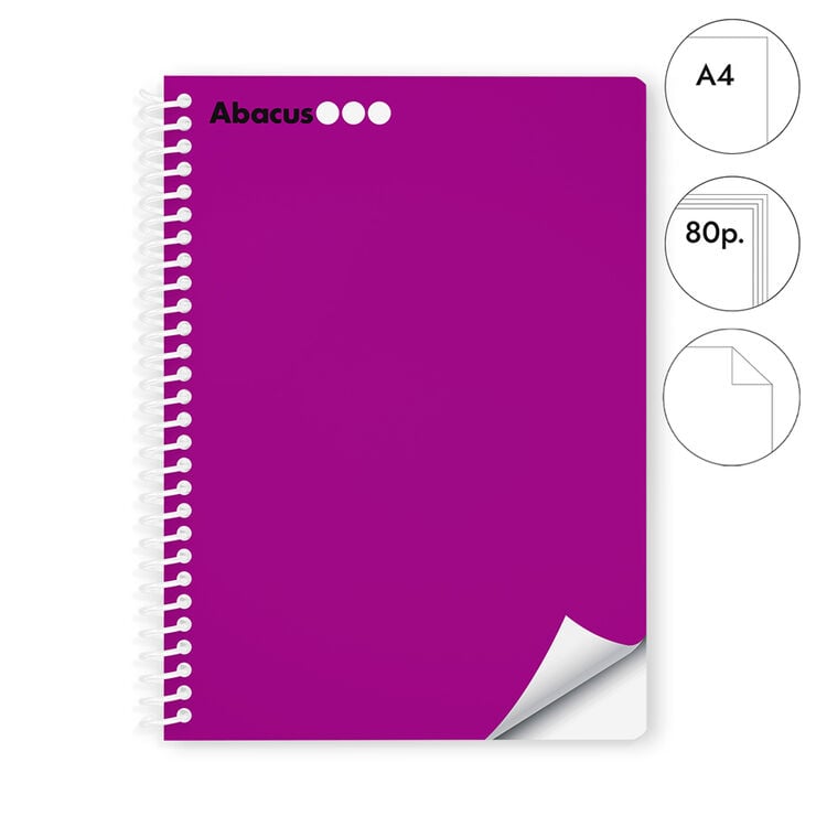 Libreta espiral Abacus A4 80 hojas liso lila