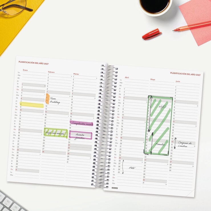 Agenda Finocam Year Dia P&agrave;gina 2027 Castell&agrave; Vermell
