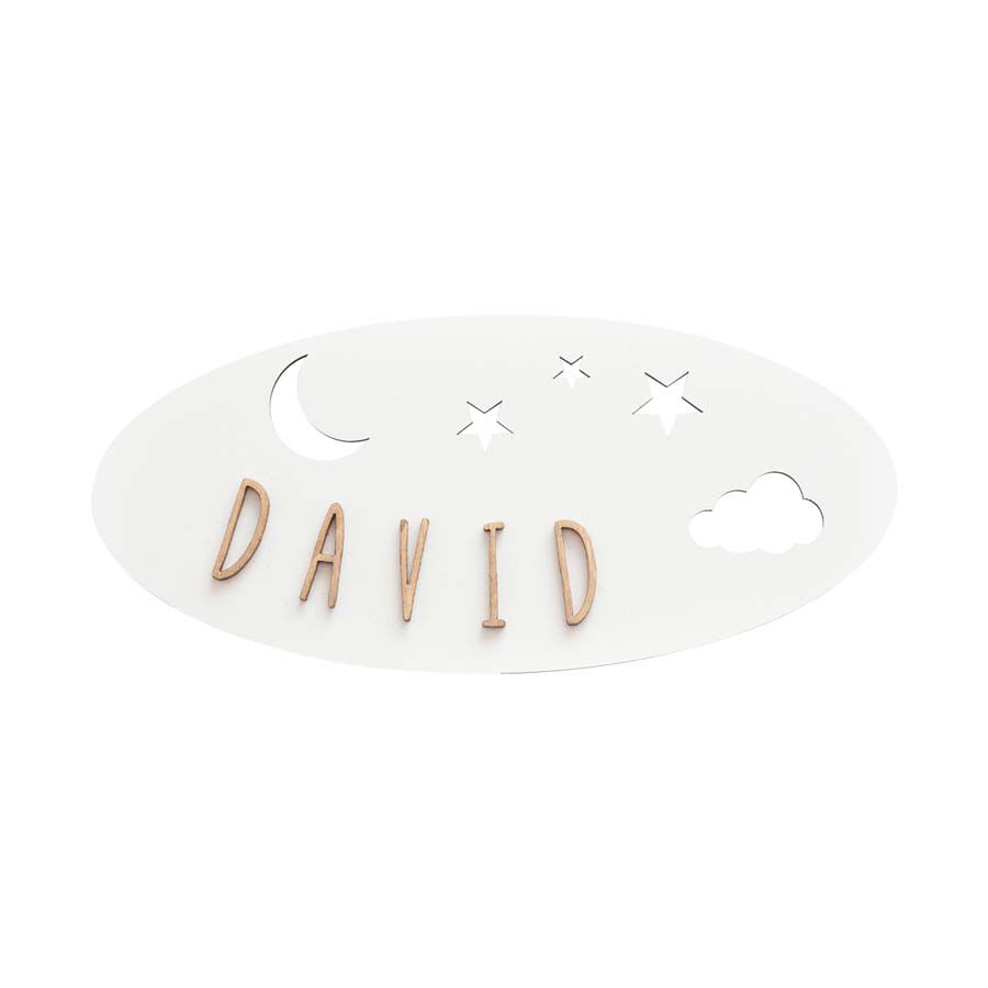 Placa decorativa personalizable Luna blanco