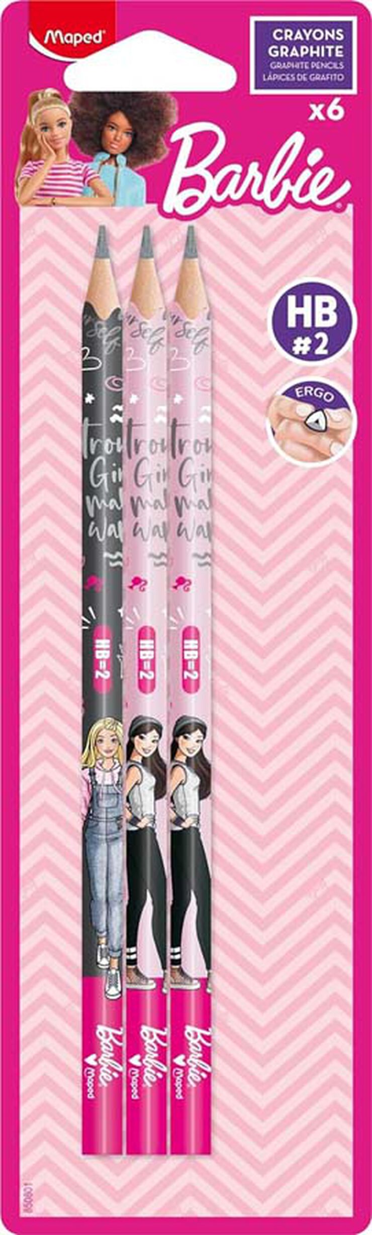 Lápices gafito HB Maped Barbie 3u
