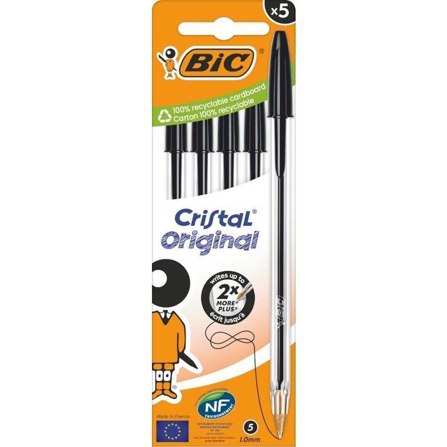 Bol&iacute;grafs Bic Cristal negre 5u