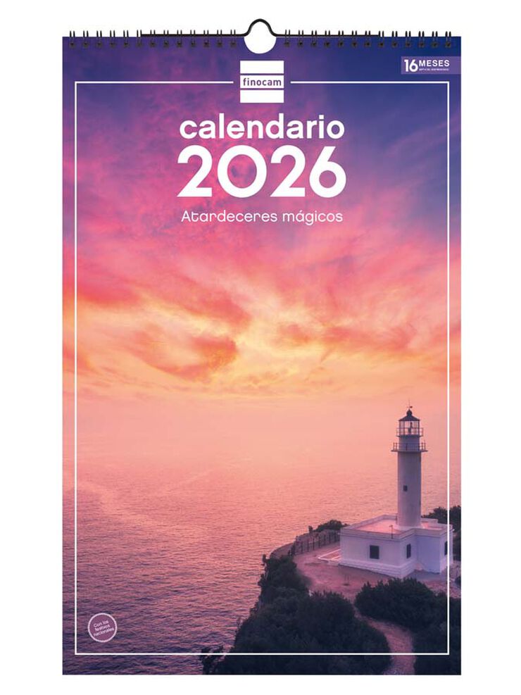Calendario pared Finocam 25x40 2026 Atardeceres castellano