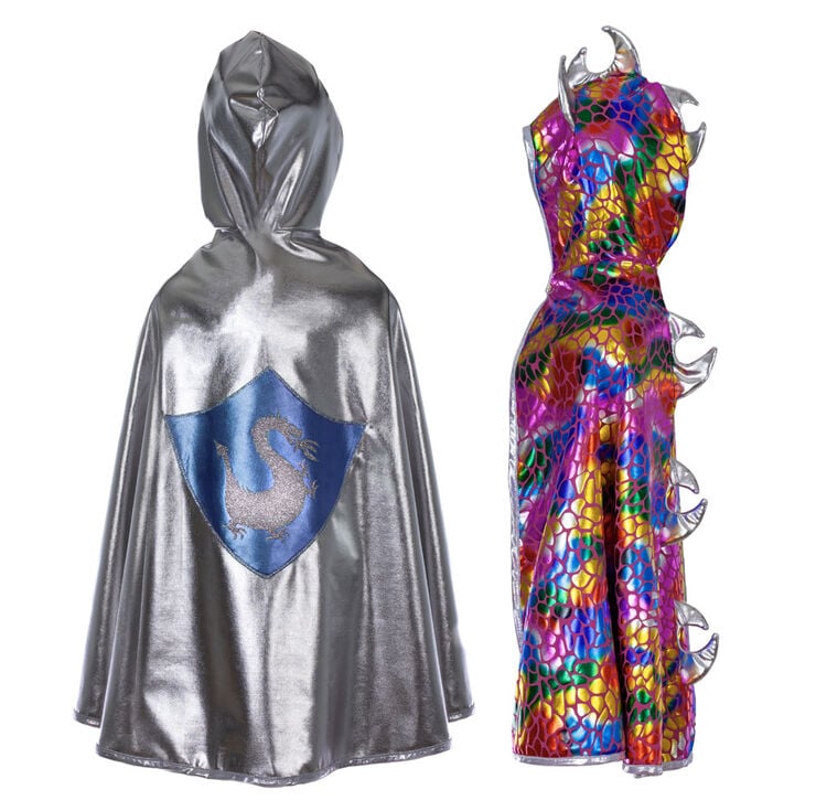 Capa&nbsp;Reversible Drag&oacute;n y Caballero De 5 a 6 a&ntilde;os Plata