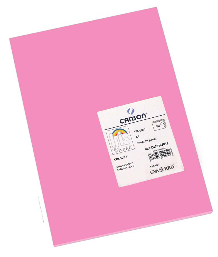 Cartolina Canson IRIS A4 185g Rosa Xiclet 50 fulles