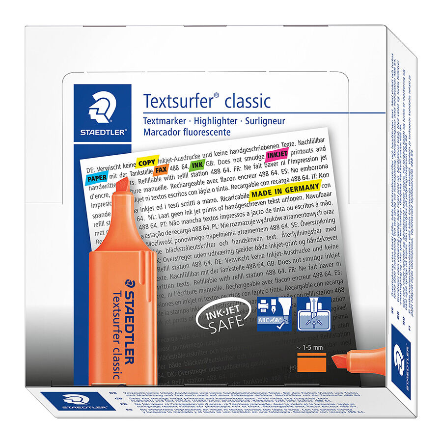 Marcador fluoresecent Staedtler Textsurfer taronja - Capsa 10 unitats