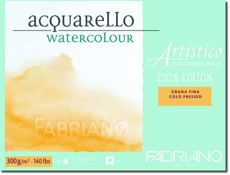 Bloc Acuarela Artistico Fabriano 100% algod&oacute;n 23x30cm 300g