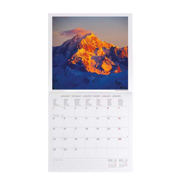 Calendario pared Legami 30X29 2024 Mountains