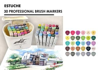 Estuche 30 Rotuladores profesionales Roymart Artist Brush