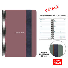 Agenda Espiral Finocam 13,5x21 cm Catal&aacute;n Semana Vista Foam 2027 Siena