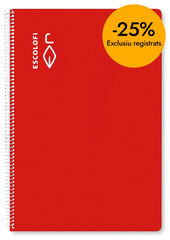 Libreta espiral Escolofi A5 50 hojas 6x6 rojo