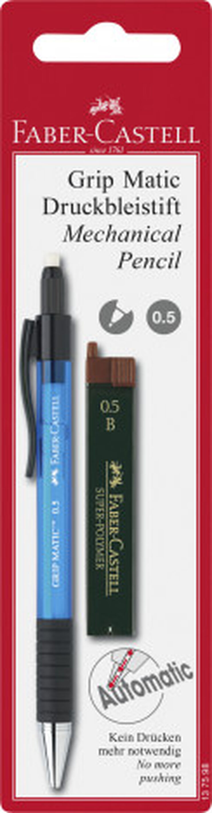 Portaminas Faber-Castell Grip Matic 0,5mm con 12 minas