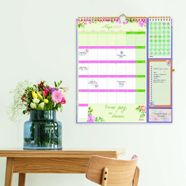 Calendario Pared Finocam 16M Plus Castellano 2026-27 Frases