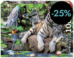 Puzle 1000 piezas tigres blancos de Bengala