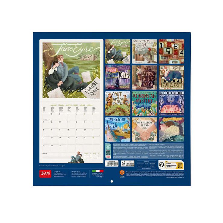 Calendari paret Legami 30X29 2024 Book Lovers