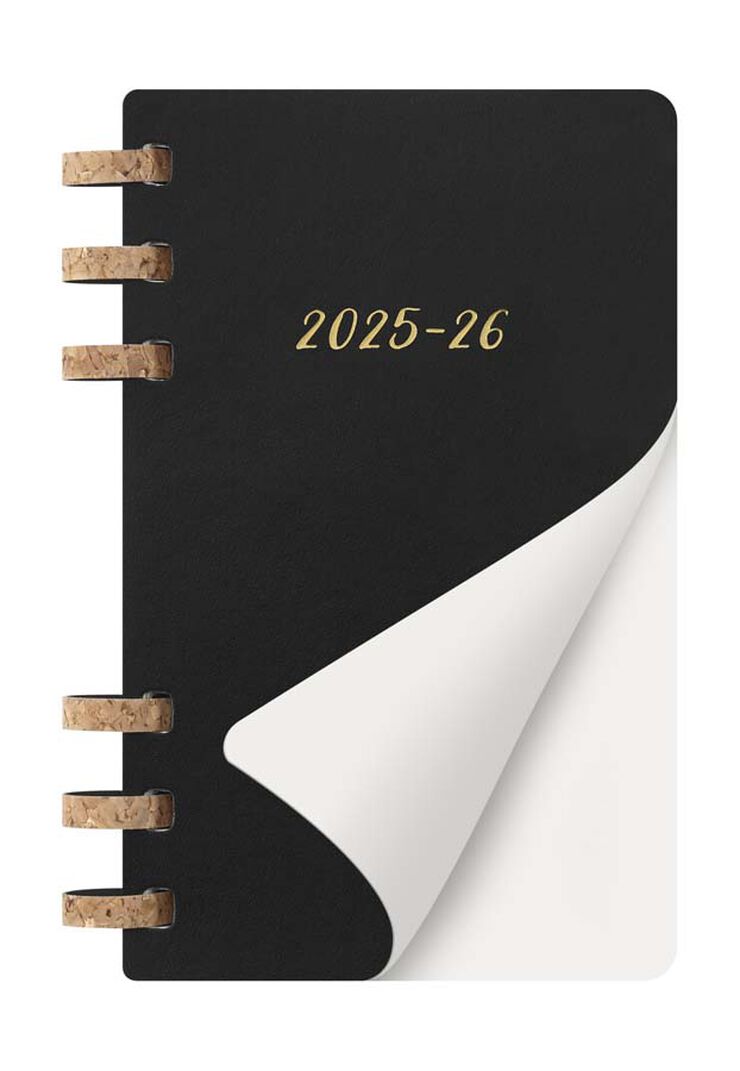 Agenda escolar espiral moleske tapa blanda sem/vista L 2025-26 negro