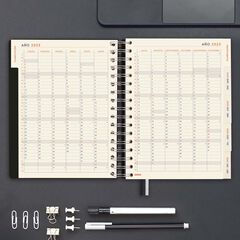 Agenda Finocam Tempus 1/4 día/pág cas 2025 negro