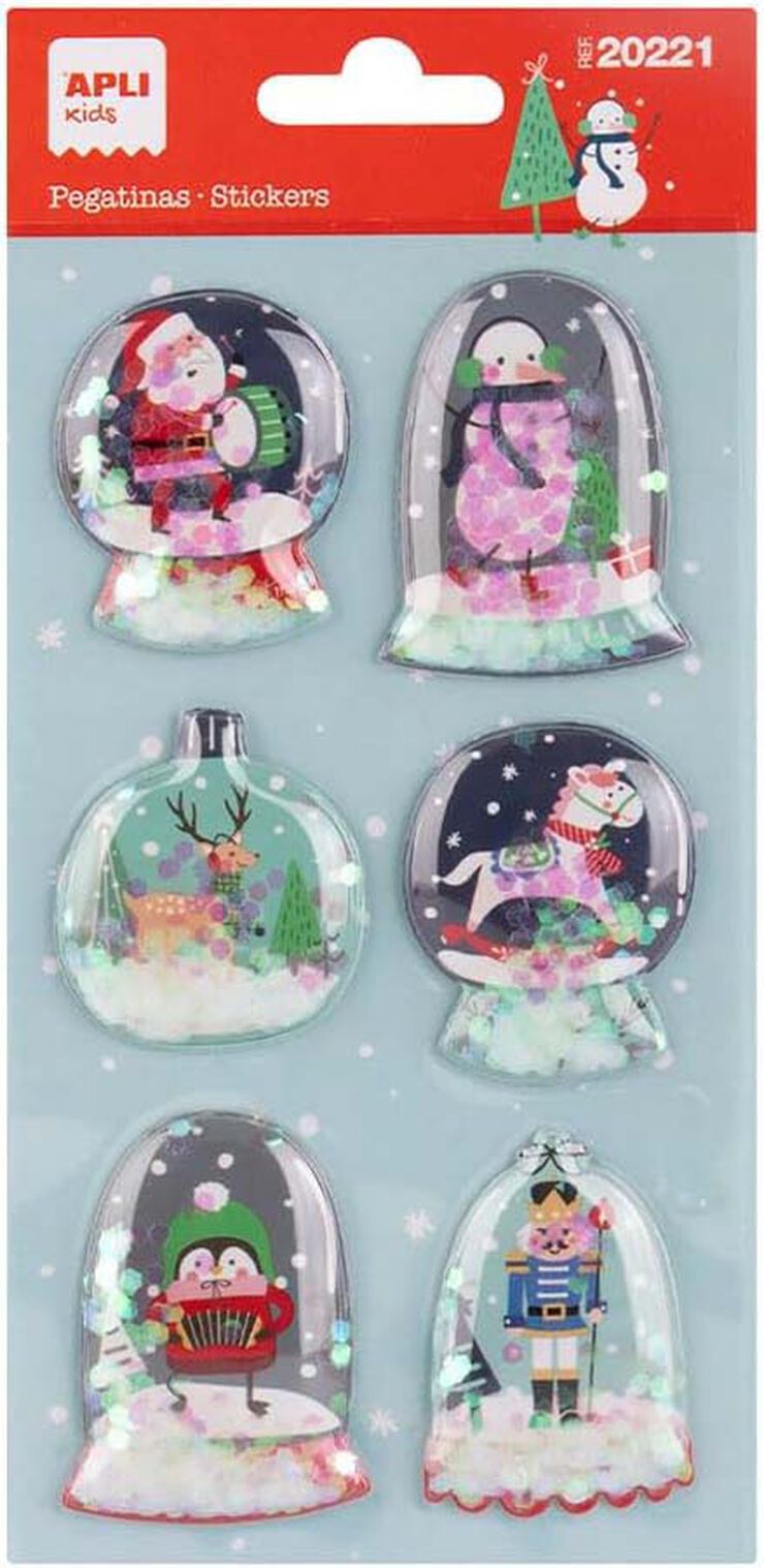 Stickers 3D Apli Navidad Bola Con Nieve