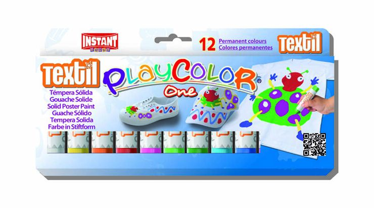 Tempera tèxtil Playcolor en barra 12 unitats