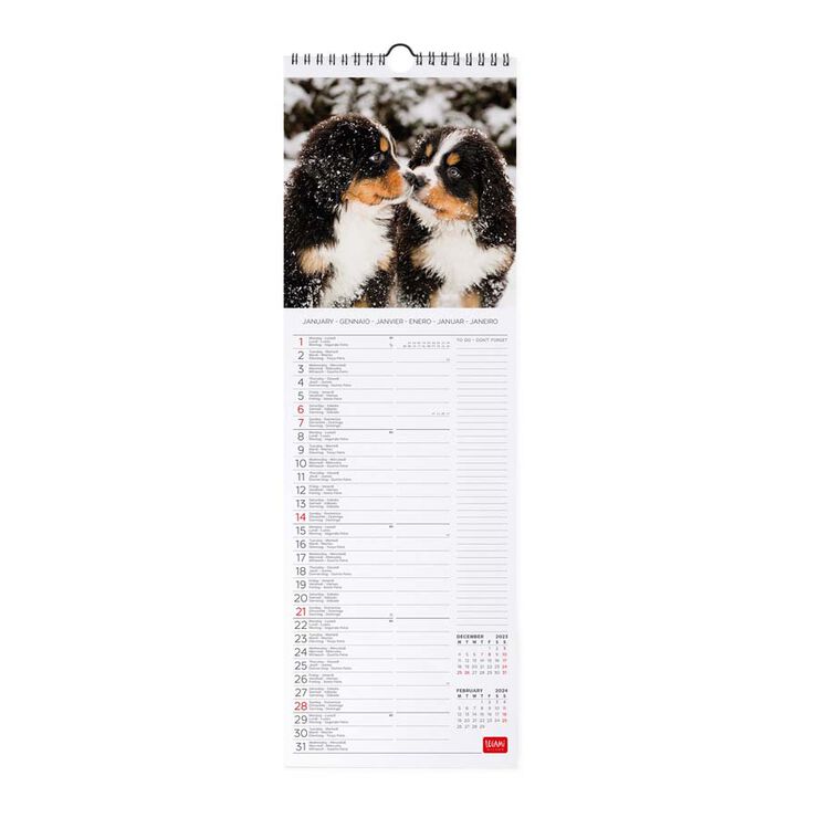 Calendari paret Legami 16X49 2024 Puppies