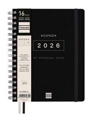 Agenda Finocam 16 mesos Tempus 1/4 setm/vista vertical cas 2025-26 negre