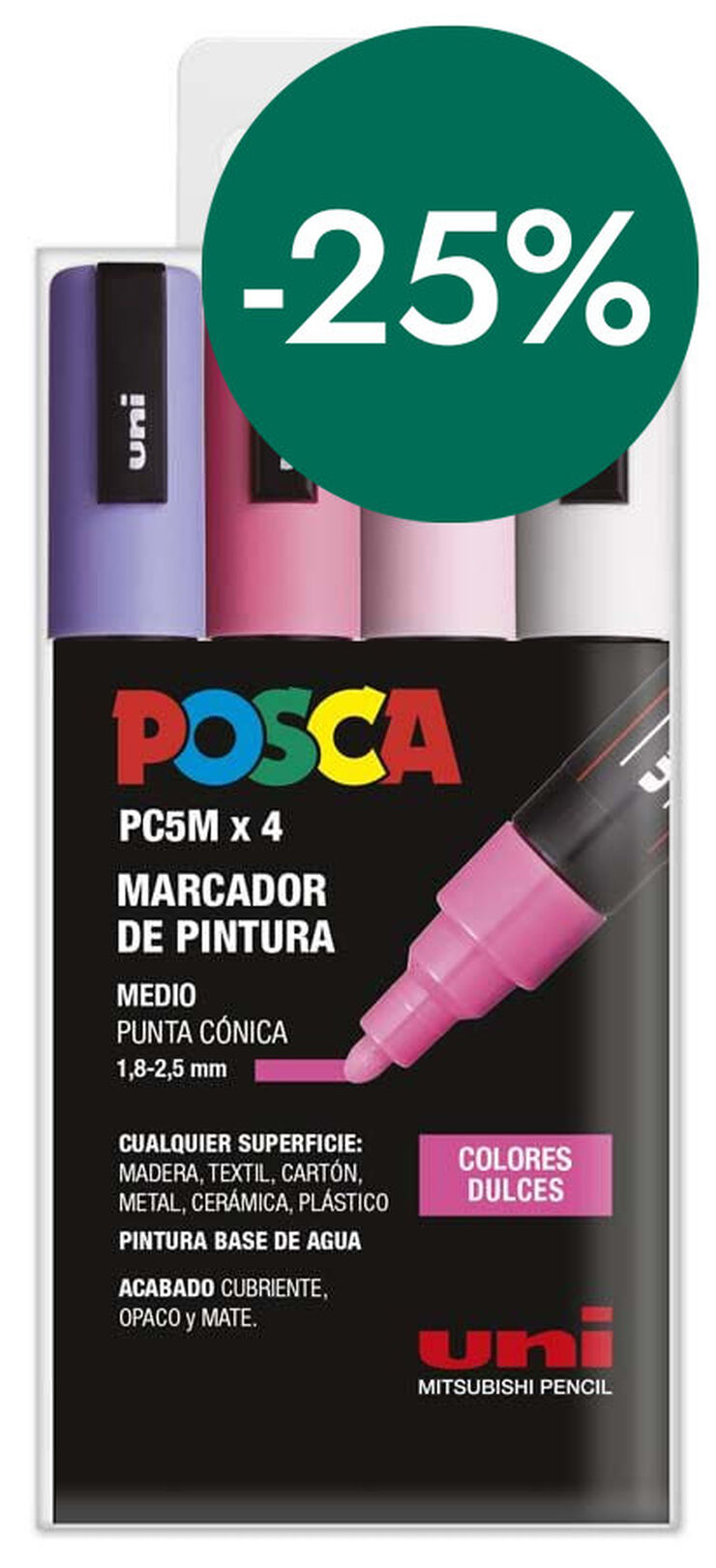 Rotuladores Posca PC-5M 1,8-2,5mm dulces 4 colores