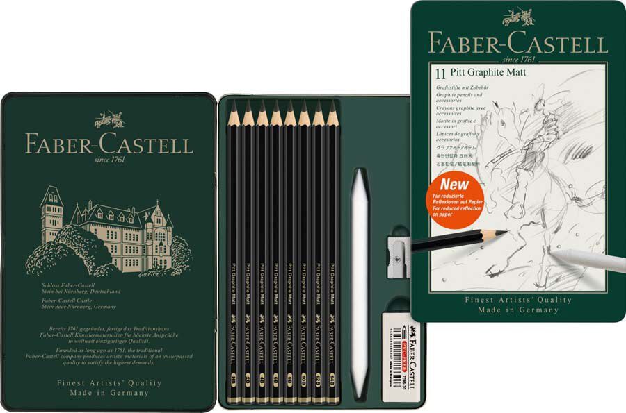 L&aacute;piz Grafit Faber-Castell 8u estuche metal