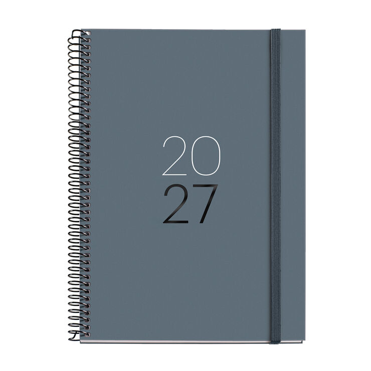 Agenda Miquelrius Espiral Plus Setmana Vista Catal&agrave; 2027 Calm Grafit