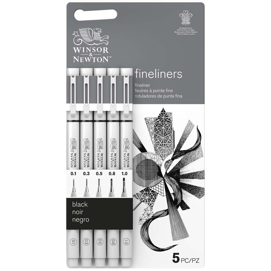 Retoladors Calibrats Winsor & Newton negre 5 models