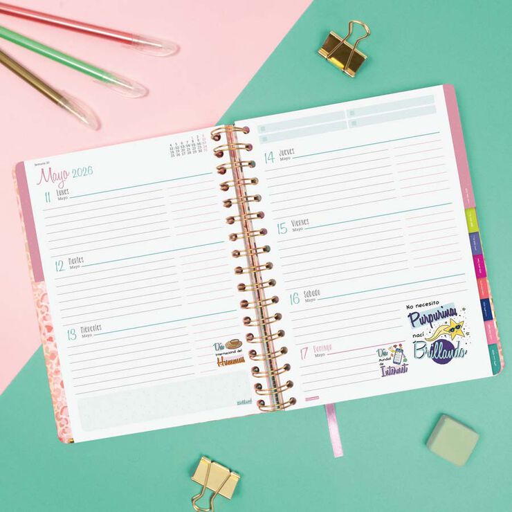 Agenda Finocam Talkual 1/4 sem/vista horizontal cas 2026 Oro