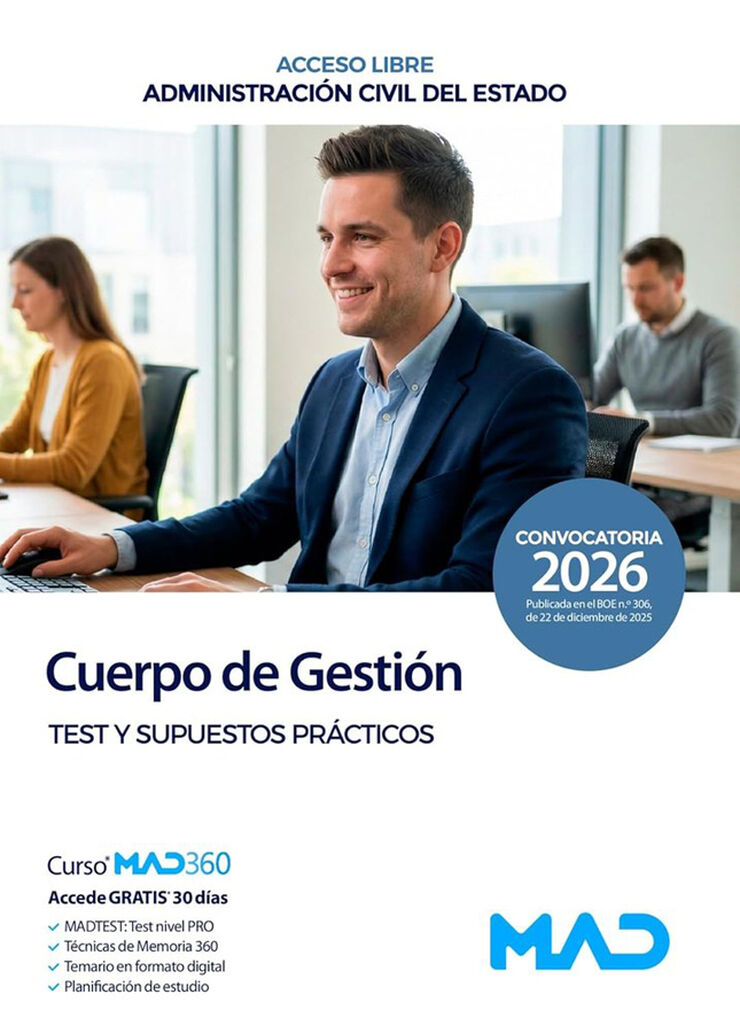 Cuerpo de Gesti&oacute;n de la Administraci&oacute;n Civil del Estado (Acceso Libre). Test del temario y supuestos pr&aacute;cticos
