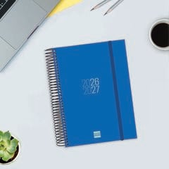Agenda Escolar Finocam Esp.E10 Dia/P&agrave;gina Castell&agrave; 2026-27 Blau