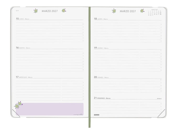 Agenda Finocam Moniquilla Setmana Vista Horitzontal 2027 Castell&agrave; Verd