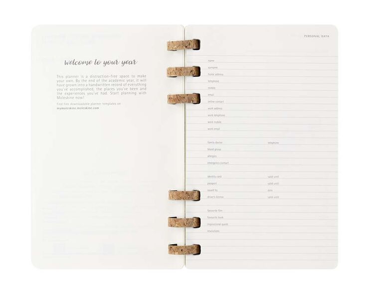 Agenda escolar espiral moleske tapa blanda sem/vista L 2025-26 negro