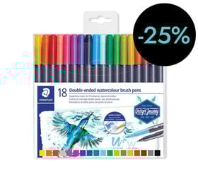Rotuladores doble punta pincel Staedtler Duo Letter 18 colores