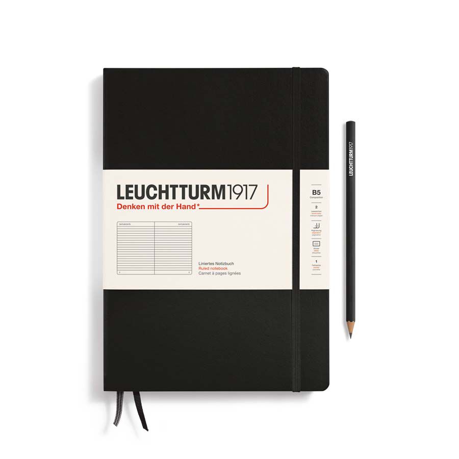 Libreta Leuchtturm B5 tapa dura raya negro